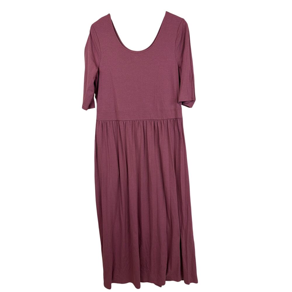 Garnet Hill Purple Scoop Neck Mid Length Sleeve Maxi Dress XL